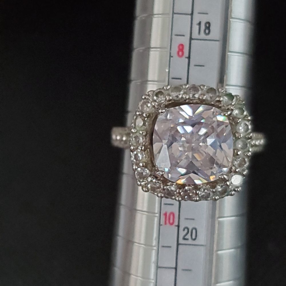 Silver & White Topaz Halo Ring